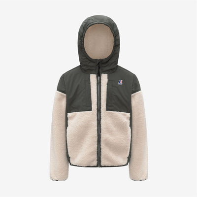 P. SAMSON 4.0 ORSETTO - Fleece - Hoodie Full Zip - KID UNISEX - GREEN BLACKISH--Ecru